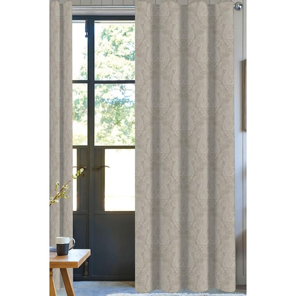 A1 Home Collections Paisley Light Filtering Drapery Panel in Beige - 50 in. x 108 in.