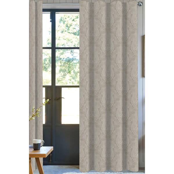 A1 Home Collections Neutral Paisley Designer Organic Cotton Drapery Panel in Beige - 50 in. x 96 in.