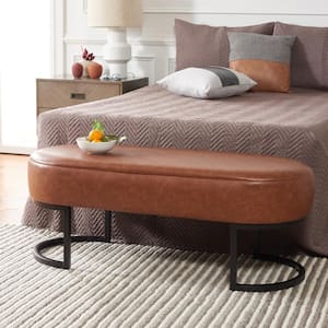 Bellezza Cognac 50 in. Bedroom Bench with Cushion