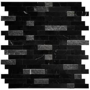 Black 11.5 in. x 10.7 in. Natural Marble Peel and Stick Tile (5-Tiles, 4.5 sq. ft.)
