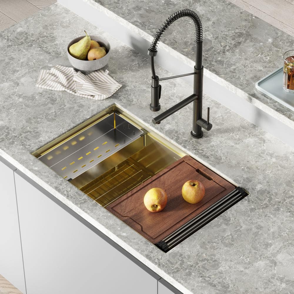 Tourner 32" Gold Stainless Steel Single Basin Farmhouse Sink