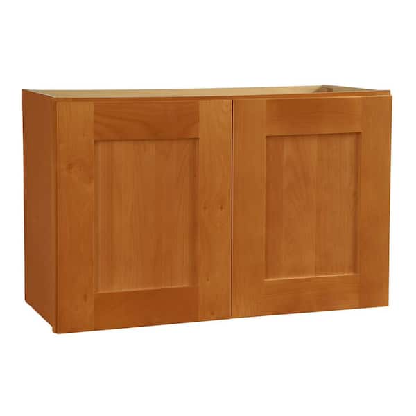 Home Decorators Collection Newport 36 in. W x 12 in. D x 15 in. H Assembled Plywood Wall Bridge Kitchen Cabinet in Cinnamon with Soft Close