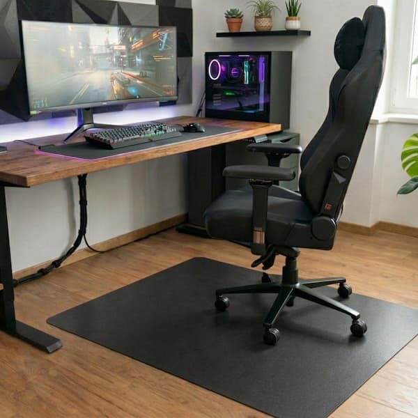 Advantagemat Black Vinyl Rectangular Indoor Chair Mat for Hard Floor-48 in. x 60 in.