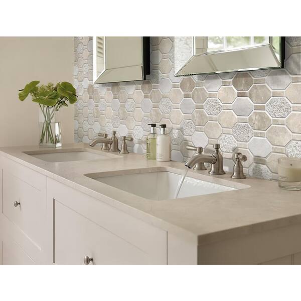 Apollo Tile (Sample) Floor and Wall Tile Beige and Gray 4-in x 4-in Multi-finish Glass/Metal/Stone Marble Floor and Wall Tile