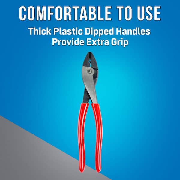 5-3/4 in. Crimping Pliers for End Sleeves (Ferrules) with Plastic-Coated  Handles