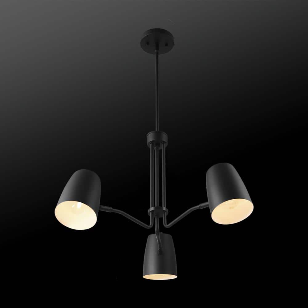 Logan Matte Black 3-Light Geometric Chandelier