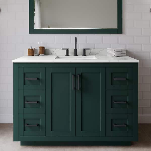Wyndham Collection Miranda 48 in. W x 22 in. D x 33.75 in. H Single Bath Vanity in Green with Giotto Quartz Top