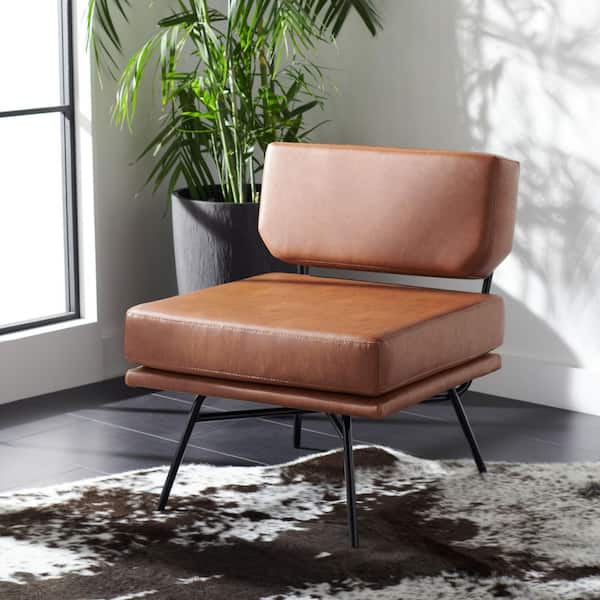 Kermit Black/Cognac Leather Upholstered Arm Chair