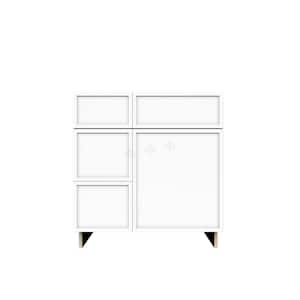 Slim Shaker 30 in. Sink Base Bath Vanity Cabinet without Top with 2 Left Drawers in White Assembled