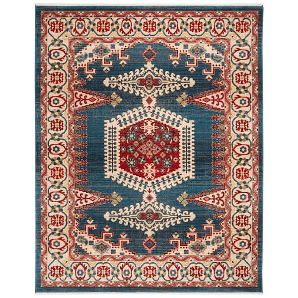 SAFAVIEH Kashan Navy Blue/Ivory 9 ft. x 12 ft. Border Area Rug