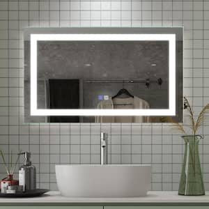 Victoria 40 in. W x 24 in. H Rectangular Frameless Anti-Fog Wall Mounted Bathroom Vanity Mirror in White