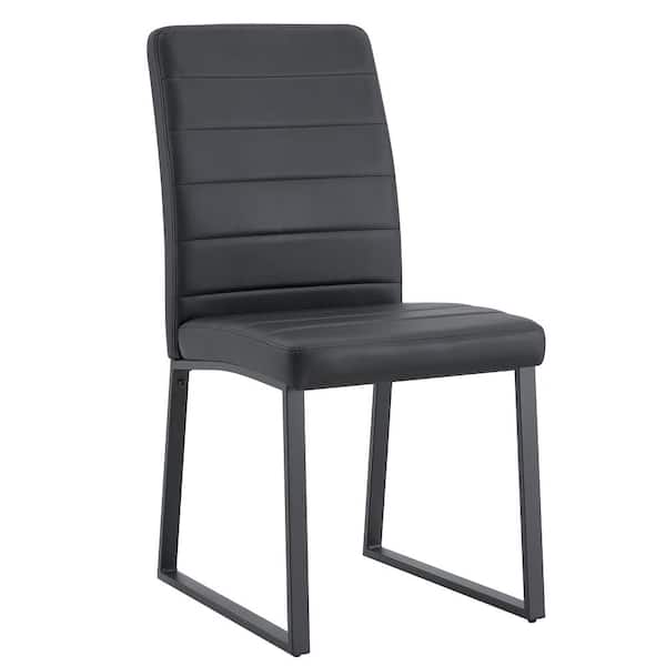 Premium 4-Pack PU Dining Chairs with Iron Legs Black Metal Seat Set of 4 Modern Easy Assembly