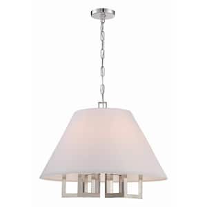 Westwood 6-Light Polished Nickel Chandelier with Silk Shade