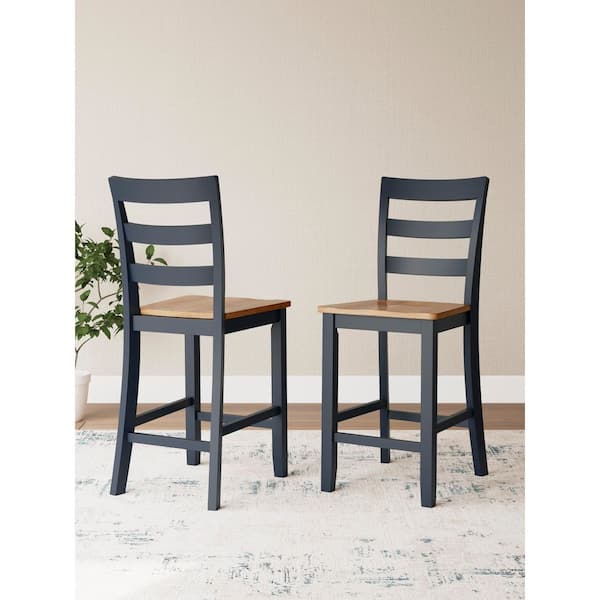 Gesthaven Dark Blue / Light Brown Wood Counter Height Bar Stool