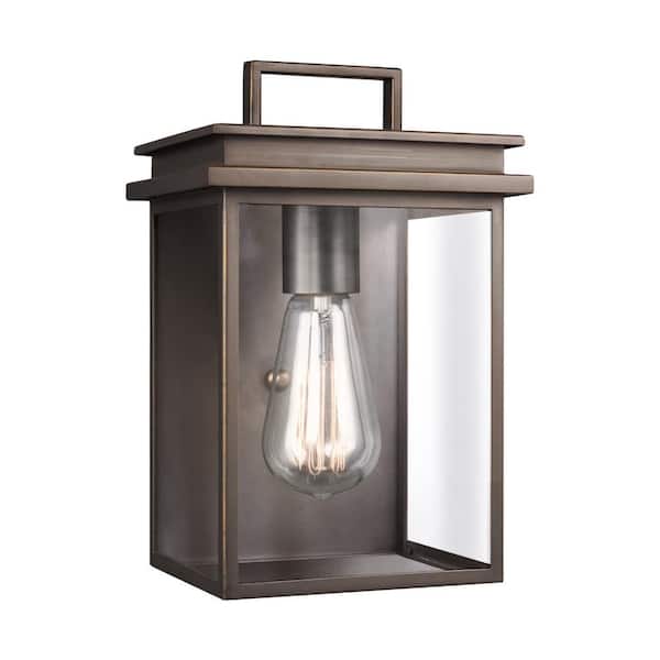 Generation Lighting Glenview 1-Light Antique Bronze Outdoor 10 in. Wall Lantern Sconce