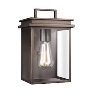 Glenview 1-Light Antique Bronze Outdoor 10 in. Wall Lantern Sconce