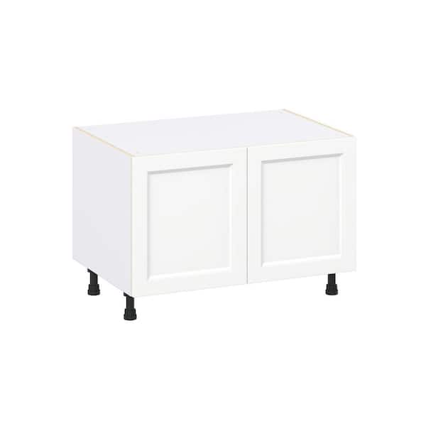 J COLLECTION Laramie 36 in. W x 24 in. D x 34.5 in. H Assembled Apron Front Sink Base Kitchen Cabinet in Painted Bright White