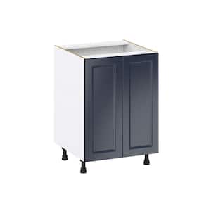 Devon Painted Blue Shaker Assembled Sink Base Kitchen Cabinet with Full High Doors 24 in. W x 34.5 in. H x 24 in. D