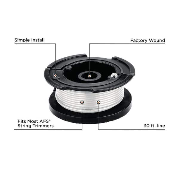 BLACK+DECKER 0.065 in. x 30 ft. Replacement Single Line Automatic Feed Spool  AFS for Electric String Grass Trimmer/Lawn Edger/Mower AF-100-BKP 1 - The  Home Depot