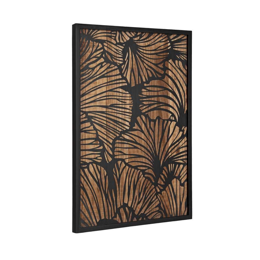 Kate and Laurel Sago 33 in. x 23 in. Natural/Black Wooden Wall Art