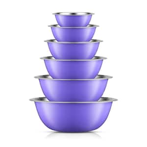 JoyFul 6-Piece Stainless Steel Purple Mixing Bowl Set