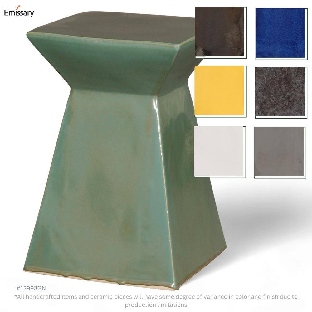 Luminous Green Ceramic Garden Stool 12"x18"