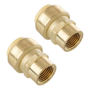 3/4 in. Push-Fit x 1/2 in. NPT Female Pipe Thread Brass Coupling (2-Pack)