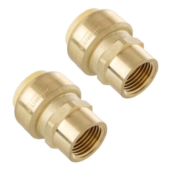 LittleWell 3/4 in. Push-Fit x 1/2 in. NPT Female Pipe Thread Brass Coupling (2-Pack)