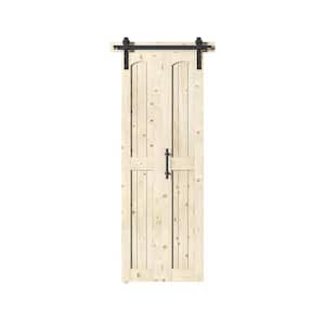 Assembled Arch Top 30 in. x 84 in. Solid Core Knotty Pine Wood Unfinished Bi-fold Door With Hardware Kit