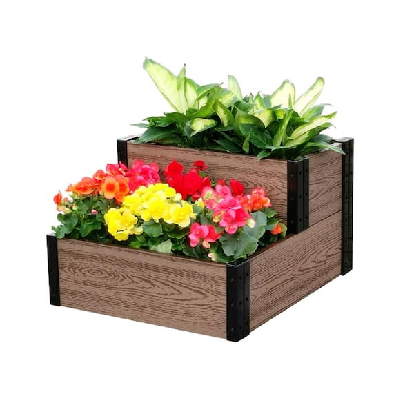 21 in. L x 24 in./12 in. W x 7 in./14 in. H Composite Mini Cascade Garden Bed