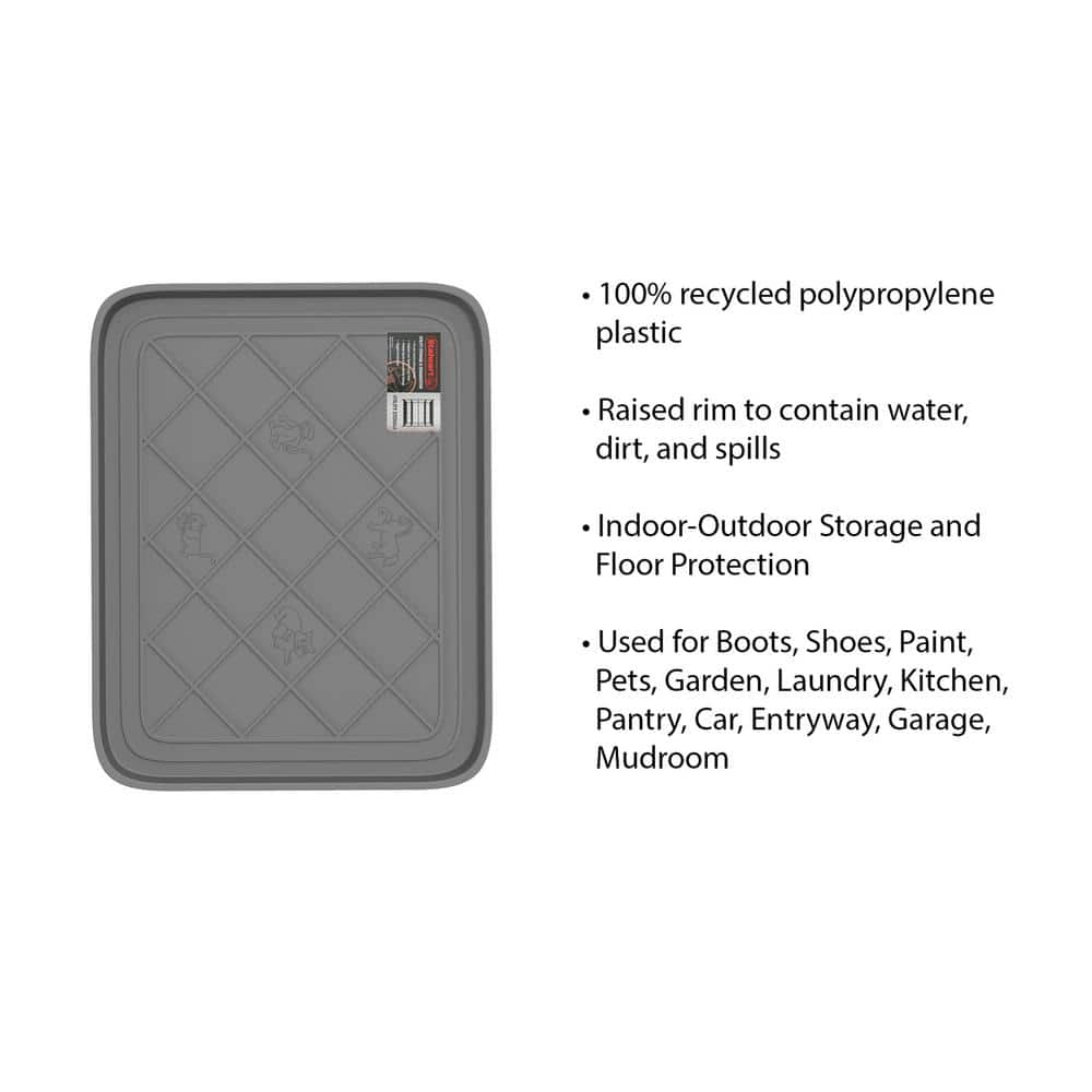 Gray Water-Resistant Polypropylene Outdoor Boot Tray