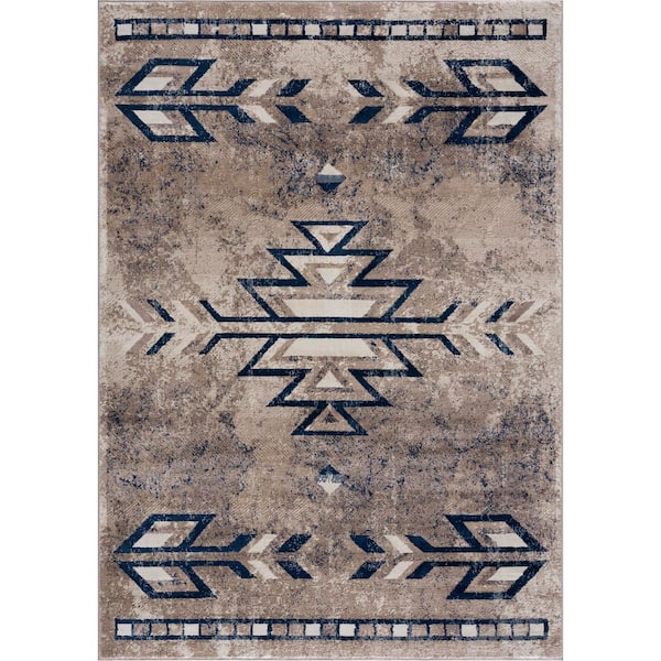 Havana Beige 2 ft. 3 in. x 5 ft. Traditional Distressed Door Mat and Entrance Floor Mat Area Rug