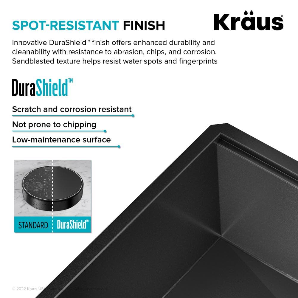 Kore 23" Black Stainless Steel Drop-In Single Bowl Kitchen Sink
