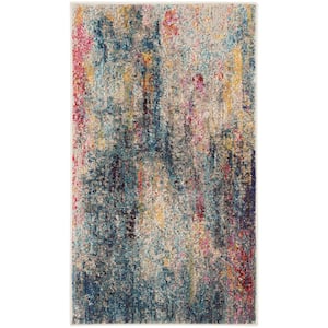 Celestial Multicolor doormat 2 ft. x 4 ft. Abstract Contemporary Kitchen Area Rug