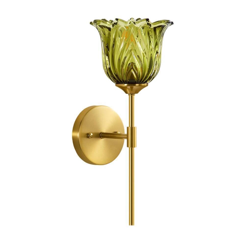 1-Light Green Tulip Glass Vanity Light, Modern Wall Sconce, E26 Base Bathroom Lighting for Mirror price history on PriceWatchPro