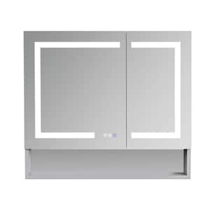 36 in. W x 32 in. H Rectangular Aluminum Medicine Cabinet with Mirror