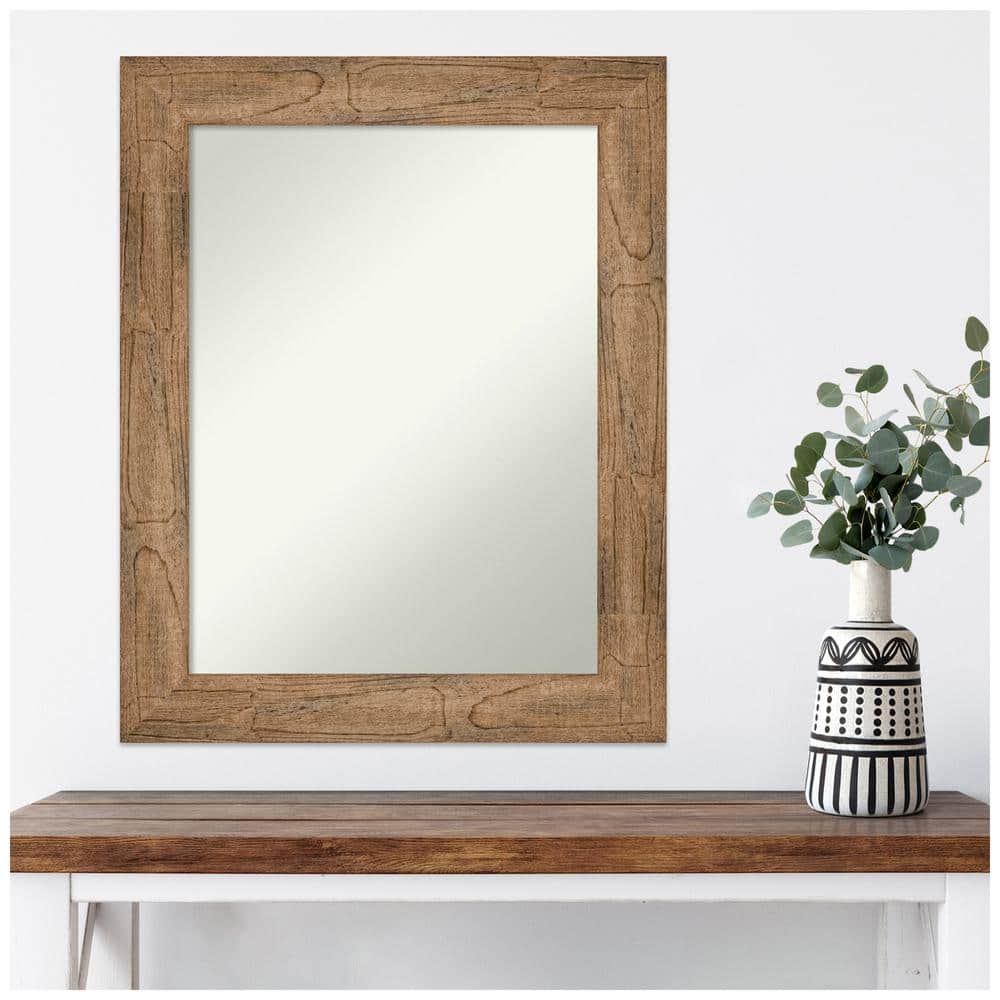 Owl Brown Distressed Wood Rectangular Wall Mirror for Nursery