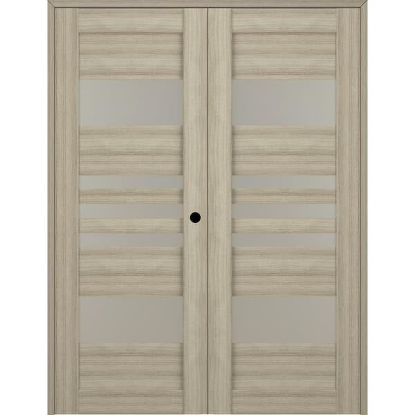 Belldinni Leti 36 in. x 96 in. Left Hand Active 5-Lite Frosted Glass Shambor Wood Composite Double Prehung Interior Door