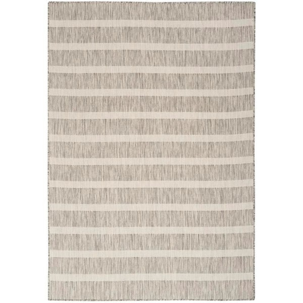 Positano Grey Ivory 6 ft. x 9 ft. Stripes Contemporary Area Rug