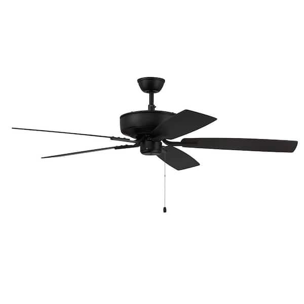 CRAFTMADE Pro Plus 52 in. Indoor Dual Mount 3-Speed Reversible Motor Ceiling Fan in Flat Black Finish