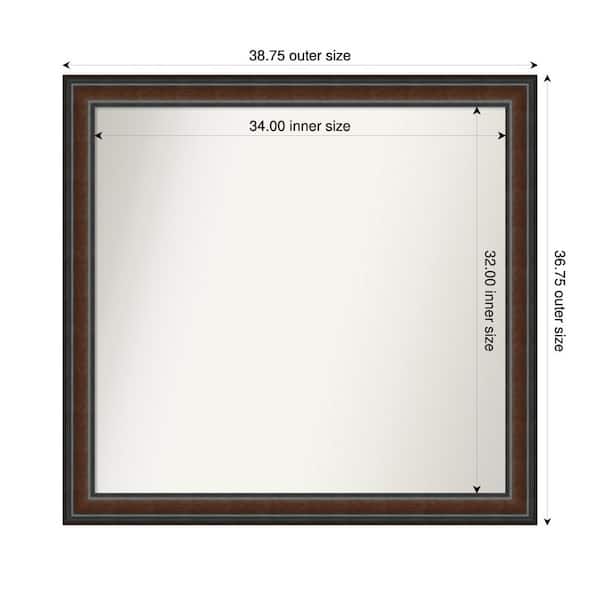 Amanti Art Cyprus Walnut 38.75 in. x 36.75 in. Custom Non-Beveled Wood Framed Bathroom Vantiy Wall Mirror