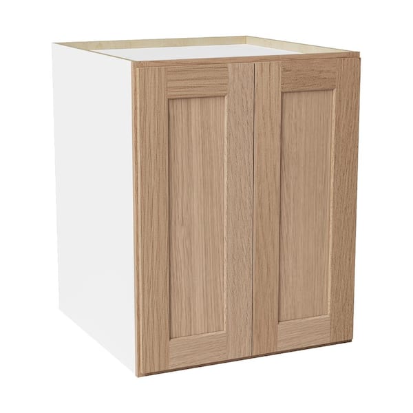 24 in. W x 24 in. D x 30 in. H Ready to Assemble Solid Wood Shaker Pantry Kitchen Cabinet in Oak