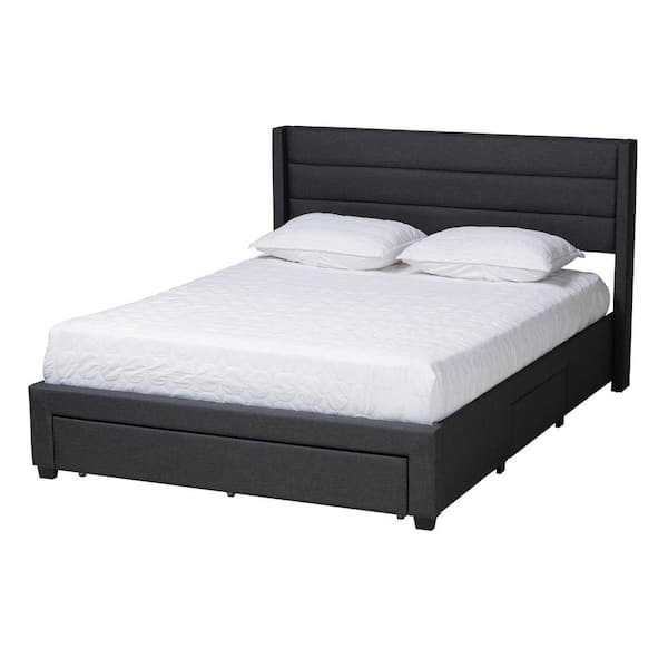 Baxton Studio Braylon Dark Gray Fabric and Composite Frame Full Platform Bed