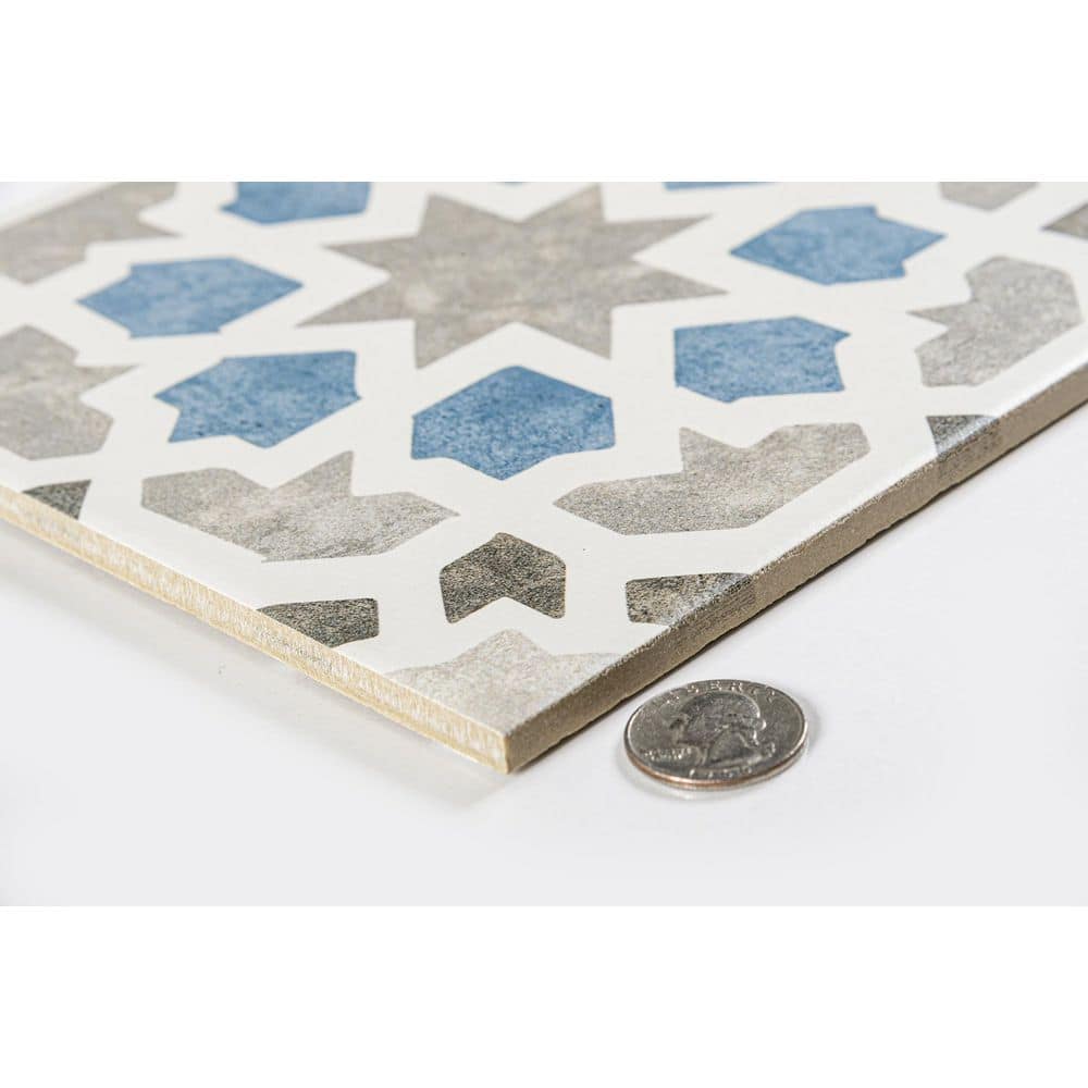 Charmed Blue and Gray Glazed Porcelain Square Tile