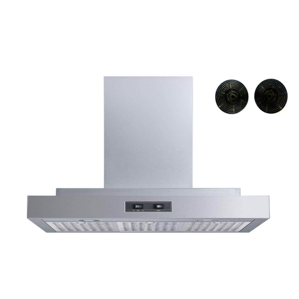Winflo 30 in. Convertible Wall Mount Range Hood in Stainless Steel with Hybrid Baffle and Carbon Filters, Silver