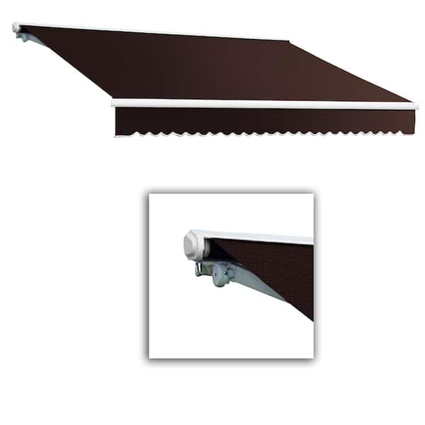 AWNTECH 12 ft. Galveston Semi-Cassette Left Motor with Remote Retractable Awning (96 in. Projection) in Brown