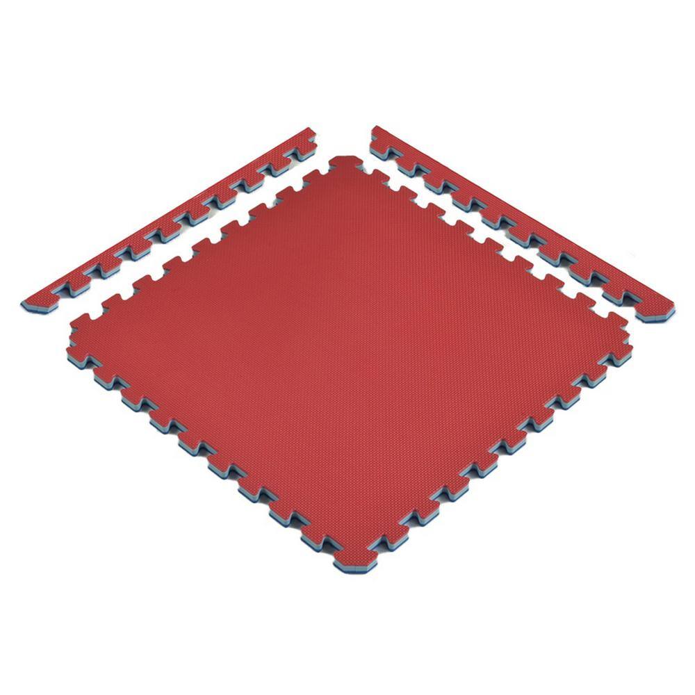 Red and Blue Reversible Interlocking Foam Mat 24x24 Inch