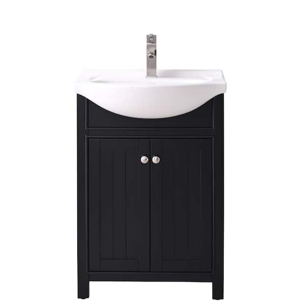 Marian 24 in. W x 17 in. D x 34.5 in. H Bath Vanity in Espresso with White Porcelain Top