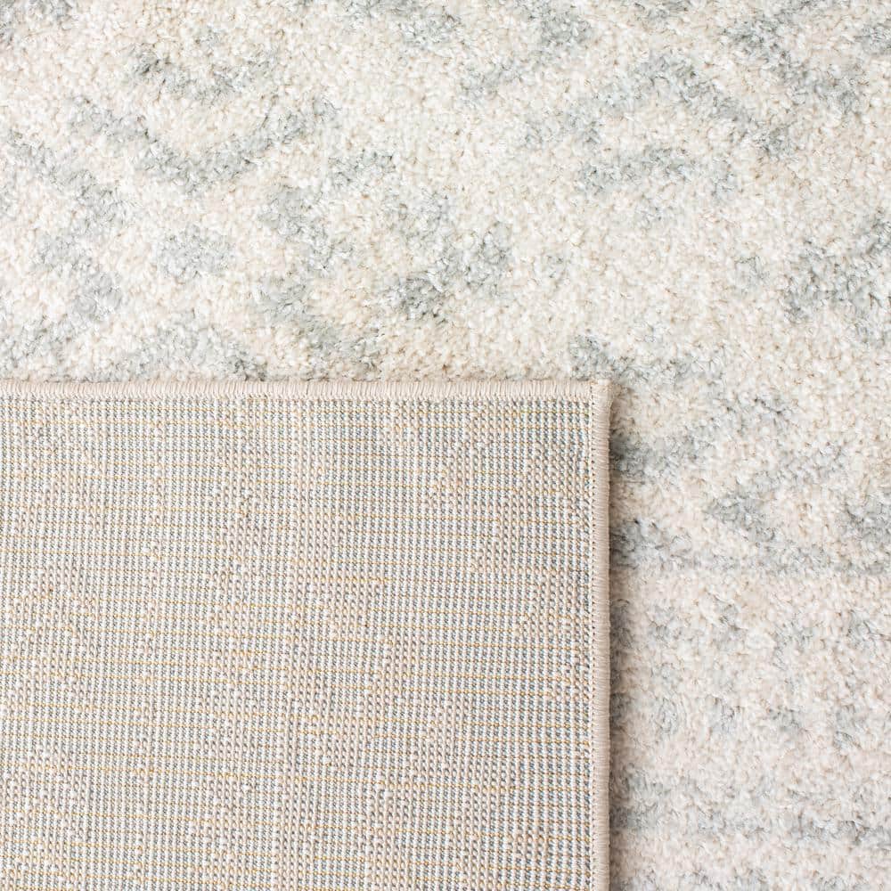 Ivory and Light Grey Geometric Square Area Rug