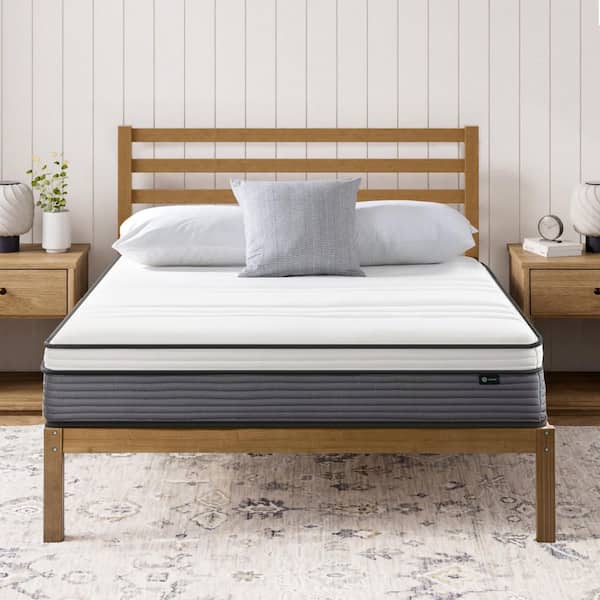 Zinus Medium Firm Support Queen Euro Top Pocket Spring Hybrid 10 in. Mattress
